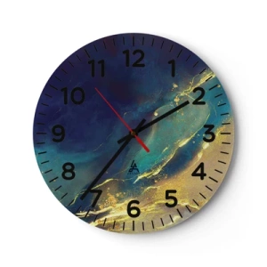 Wanduhr - Glasuhr - Der goldene Teich - 40x40 cm