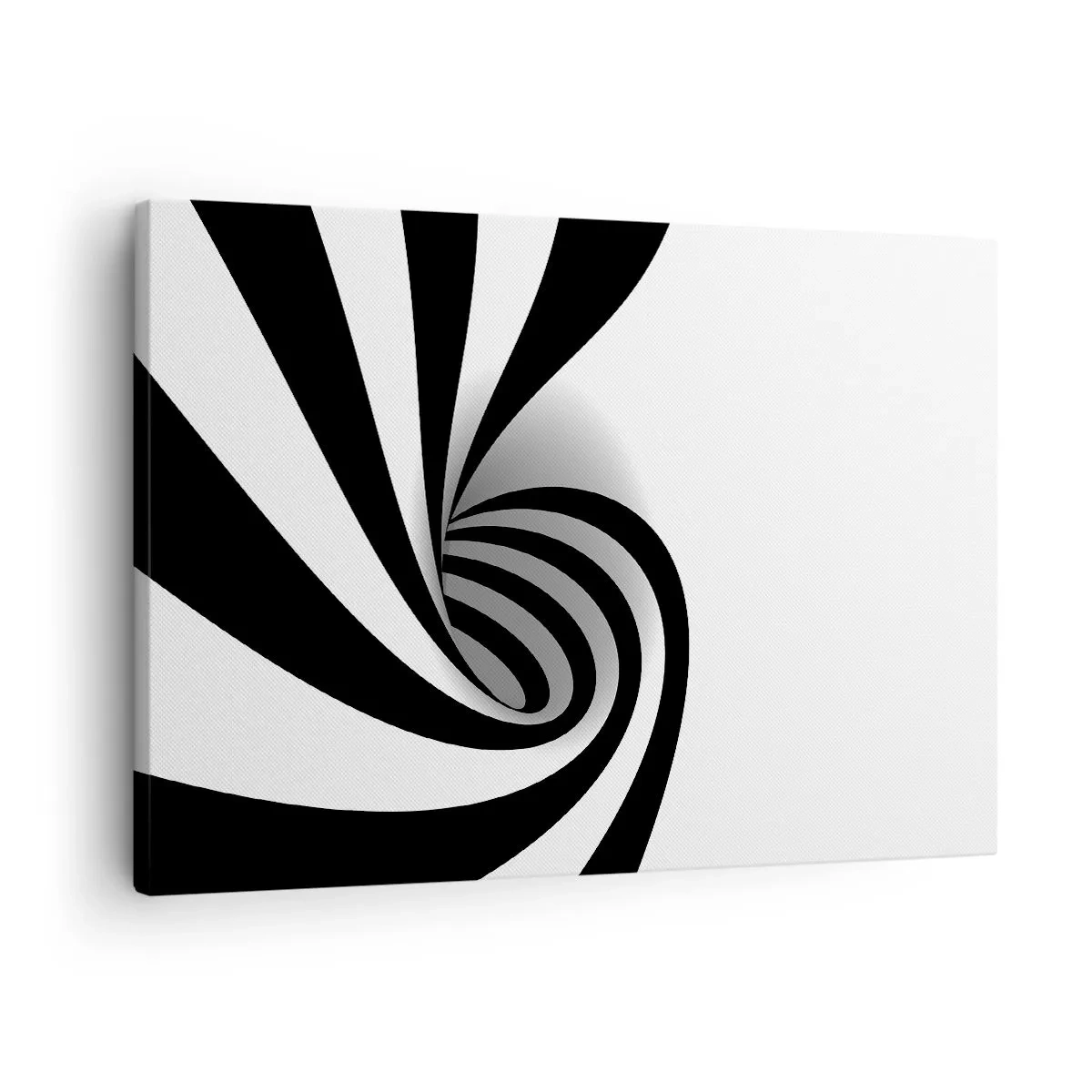 Bild auf Leinwand - Leinwandbild - Abstrakter optischer Wirbel in Schwarzweiß - 70x50cm - Und doch dreht es sich - Moderne Wanddekoration für Wohnzimmer und Schlafzimmer ARTTOR