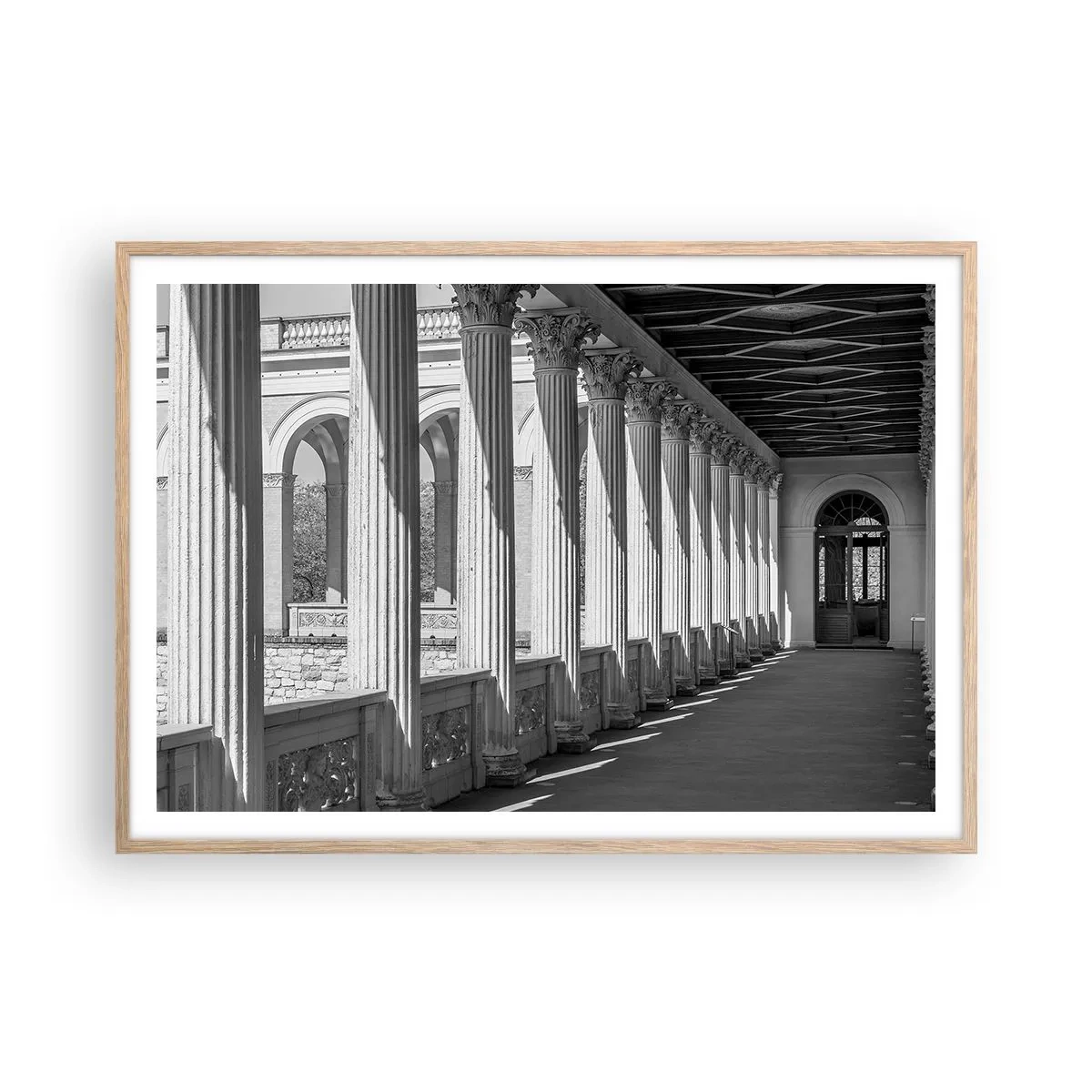 Poster in einem Rahmen aus heller Eiche - Sonnige Arkade - 100x70 cm