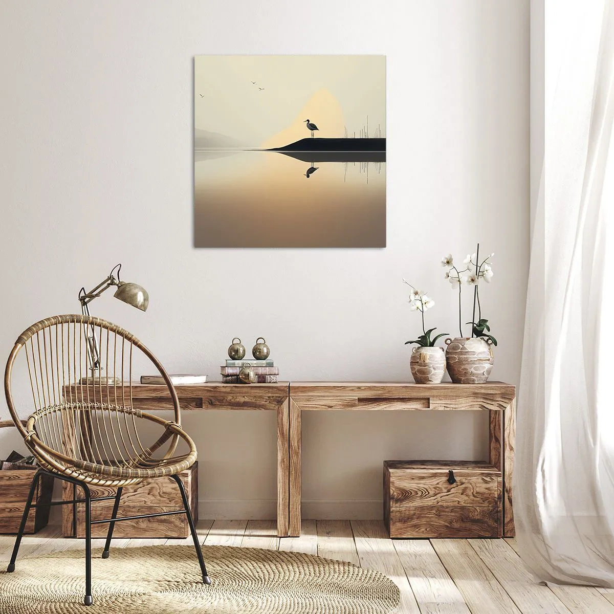 Bild auf Leinwand - Leinwandbild - Herr am See - 70x70 cm