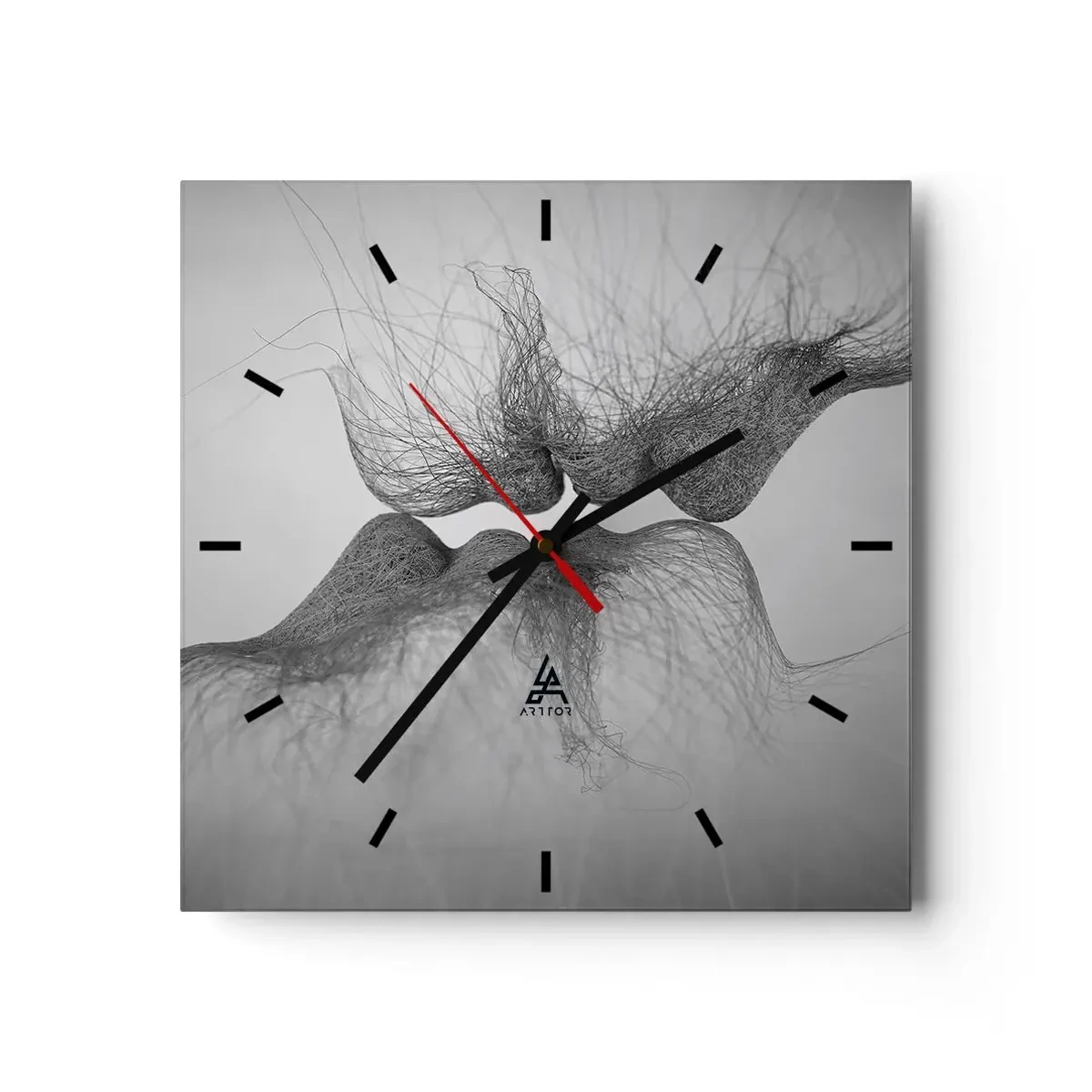Wanduhr - Glasuhr - Ein abstrakter Kuss in ätherischer Form - 30x30cm - Kuss des Windes - Moderne Wanddekoration für Wohnzimmer und Schlafzimmer ARTTOR