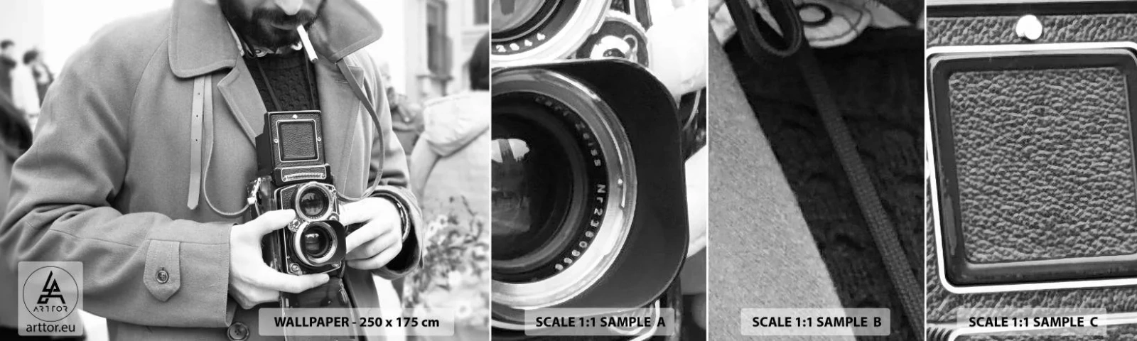 Fototapetenmuster Standard Eco - Retro-Stil - Kamera, Jahrgang, Kamera - 100x30 cm