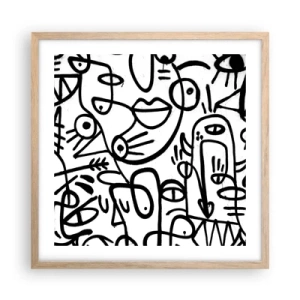 Poster in einem Rahmen aus heller Eiche - Gesichter und Luftspiegelungen - 50x50 cm