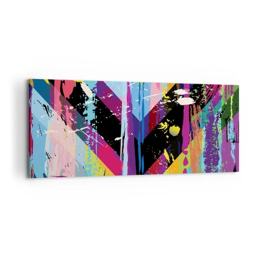 Bild auf Leinwand - Leinwandbild - Abstraktes Muster mit bunten geometrischen Formen - 120x50cm - Von oben nach unten - Moderne Wanddekoration für Wohnzimmer und Schlafzimmer ARTTOR