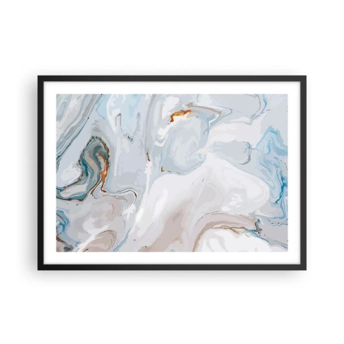 Poster in einem schwarzem Rahmen - Abstrakte Wellen in Blau- und Weißtönen - 70x50cm - Das Weiß wird erhoben - Moderne Wanddekoration für Wohnzimmer und Schlafzimmer ARTTOR