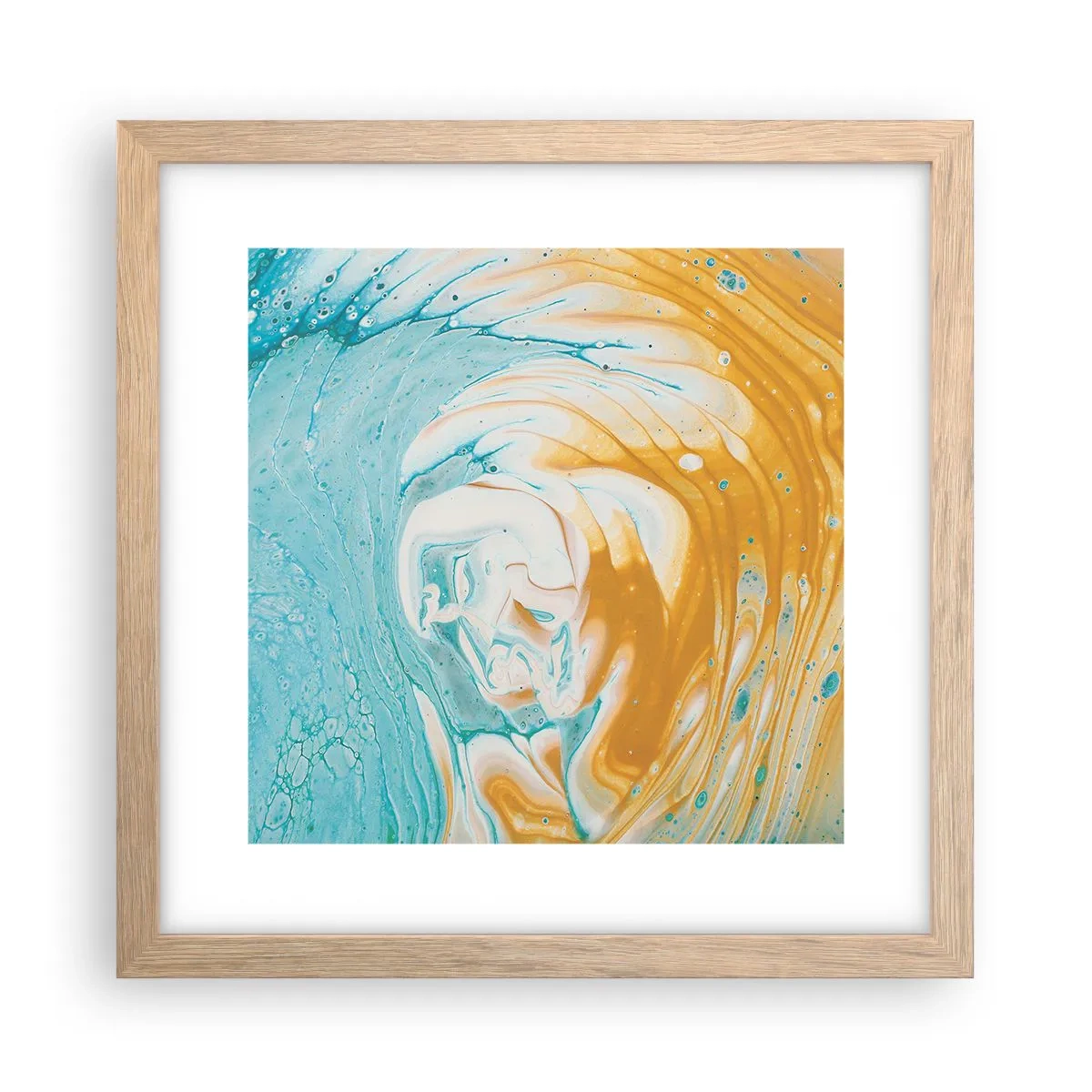 Poster in einem Rahmen aus heller Eiche - Pastellwirbel - 30x30 cm