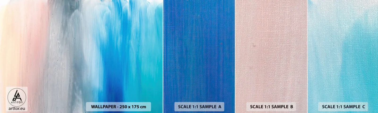 Fototapeten Muster Premium Canvas - Elemente: Luft - Abstraktion, Stück, Pastell - 100x30 cm