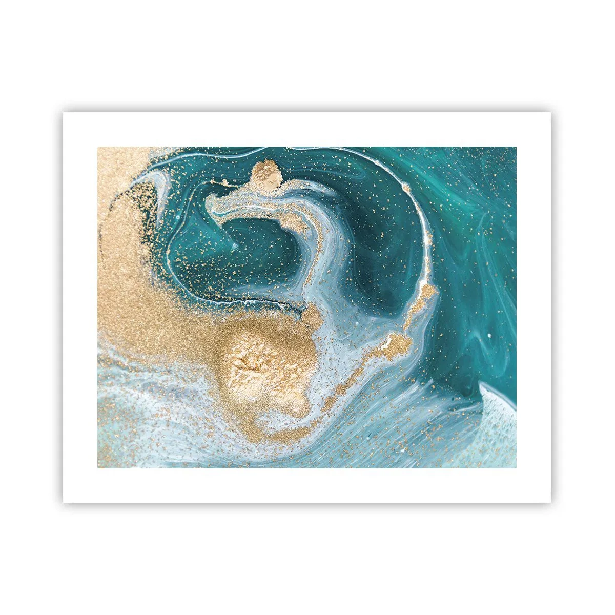 Poster - Ein Strudel aus Gold und Türkis - 50x40 cm