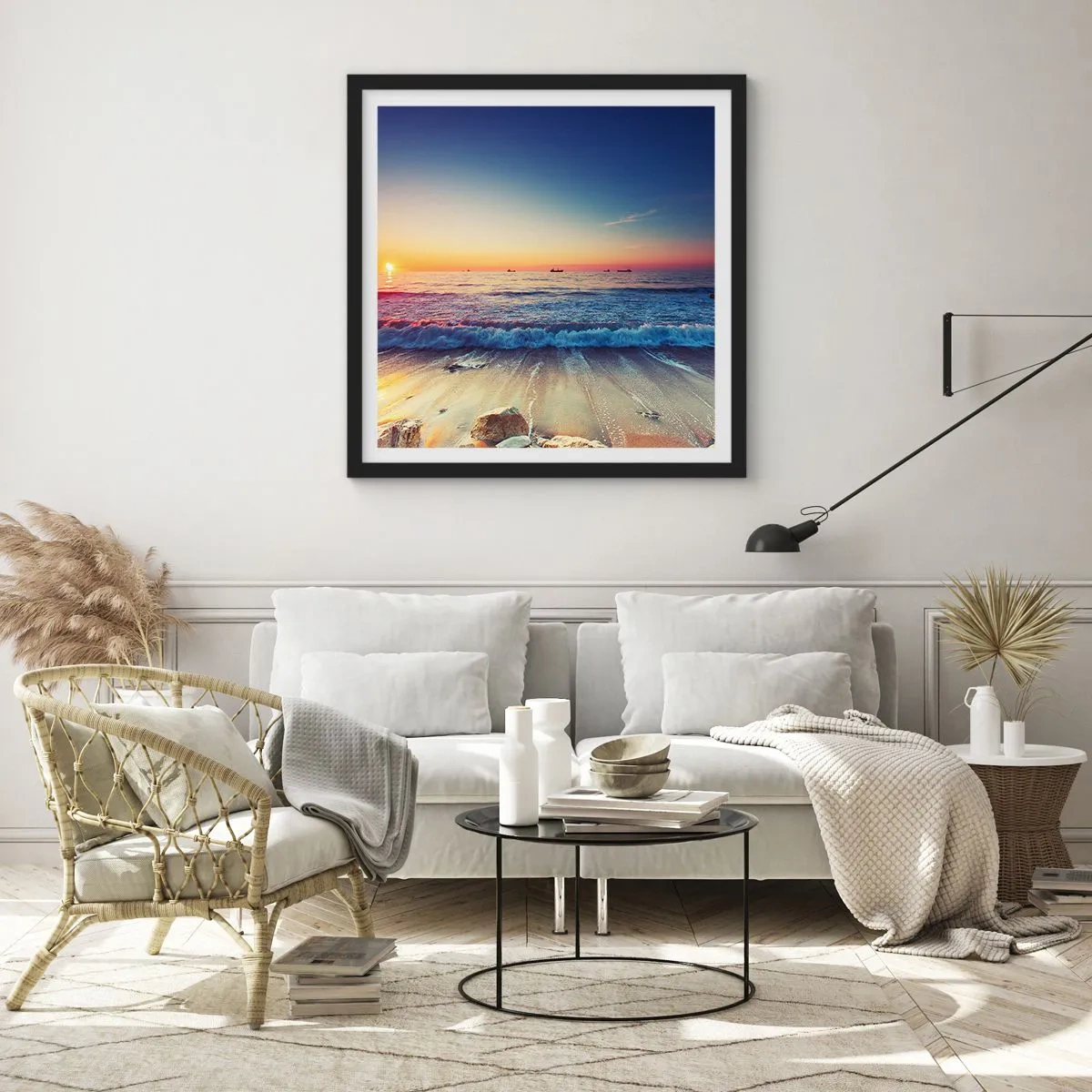 Poster in einem schwarzem Rahmen - Was ist mit dem Horizont? - 30x30 cm