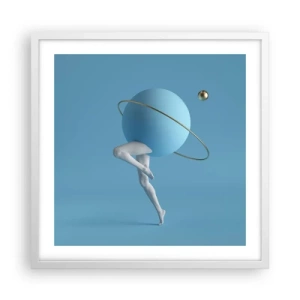 Poster in einem weißen Rahmen - Und die Planeten spielen verrückt - 50x50 cm