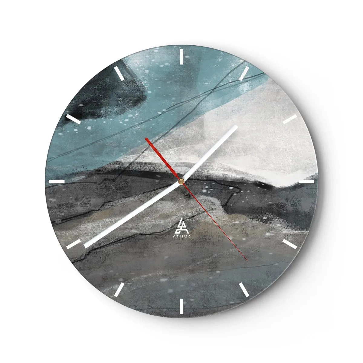 Wanduhr - Glasuhr - Abstraktion: Felsen und Eis - 40x40 cm