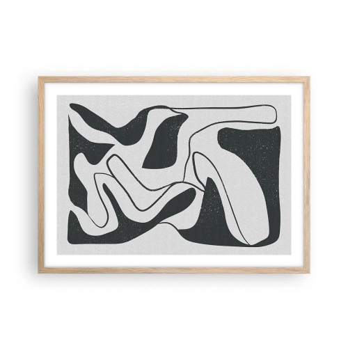 Poster in einem Rahmen aus heller Eiche - Abstraktes Spiel im Labyrinth - 70x50 cm