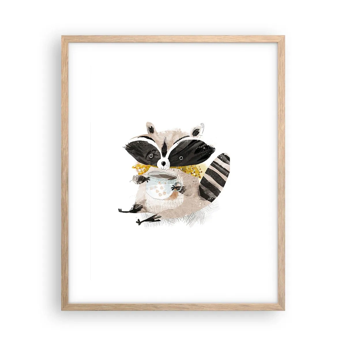 Poster in einem Rahmen aus heller Eiche - Mein Freund der Waschbär - 40x50 cm