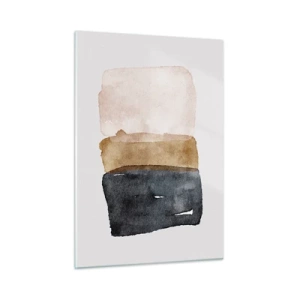 Glasbild - Bild auf glas - Abstrakte Flecken in Schwarz-, Braun- und Beigetönen - 50x70cm - Die Komposition der Farben der Erde - Moderne Wanddekoration für Wohnzimmer und Schlafzimmer ARTTOR
