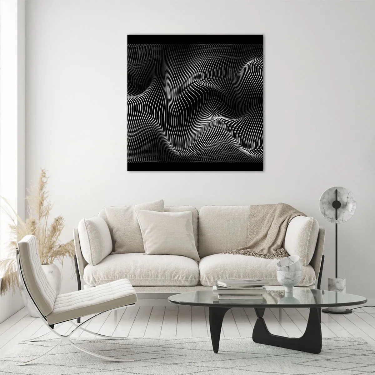 Glasbild - Bild auf glas - Lichttanz im Raum - 60x60 cm