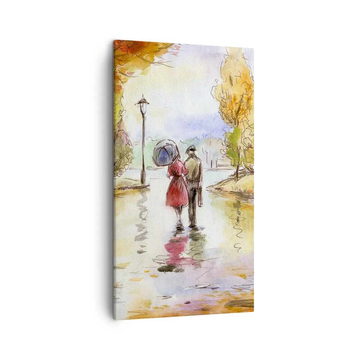 Bild auf Leinwand - Leinwandbild - Romantischer Herbst im Park - 45x80 cm