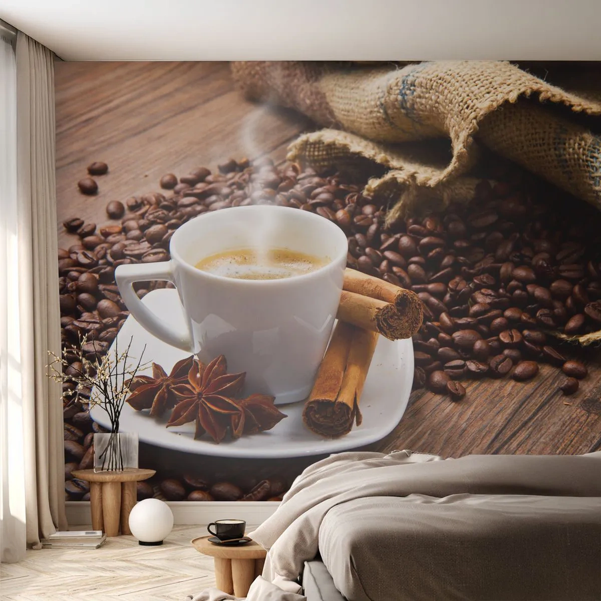 Fototapete Premium Canvas - Würziger Geschmack und Aroma - Gastronomie, Kaffee, Zimt - 250x175 cm
