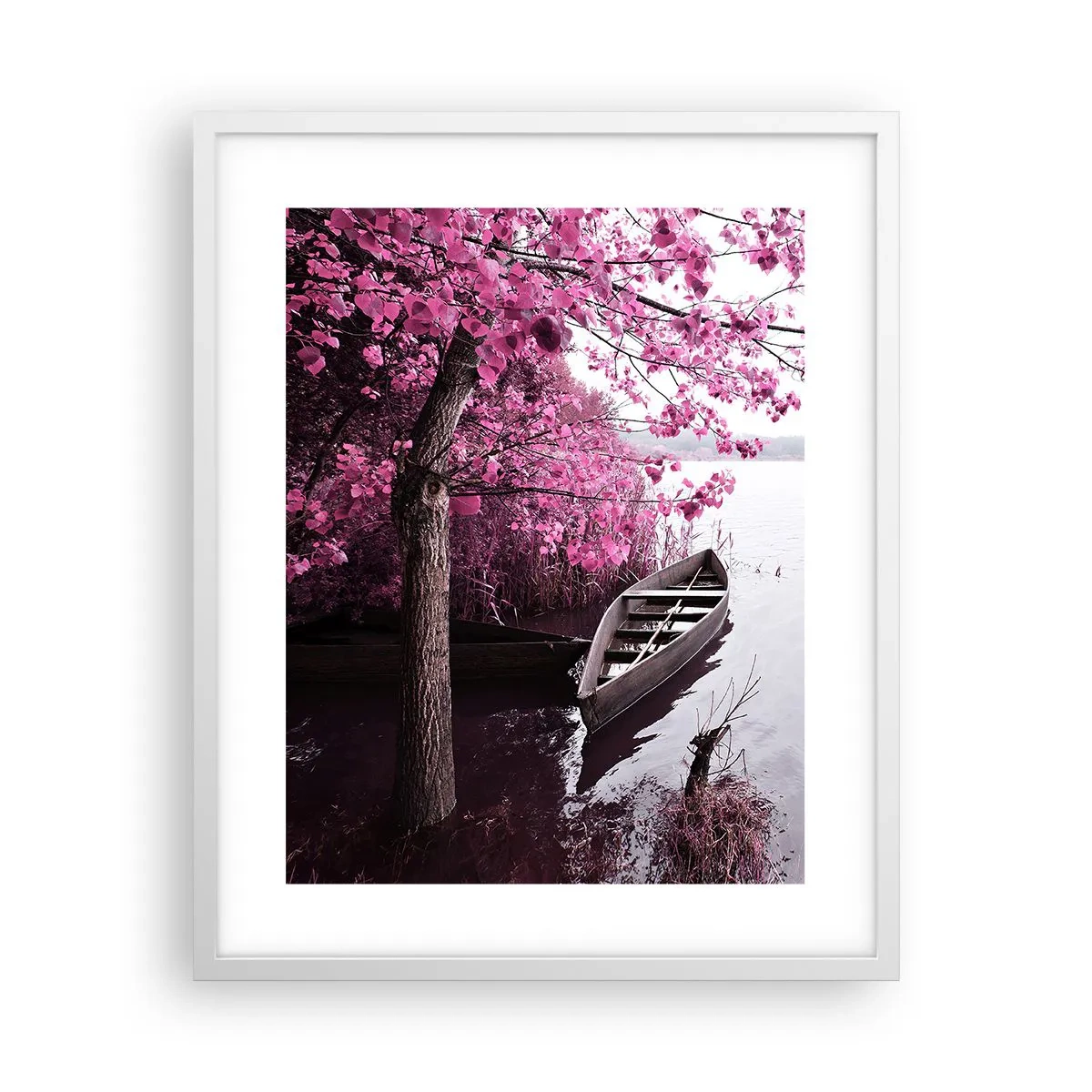 Poster in einem weißen Rahmen - In rosa Stille - 40x50 cm