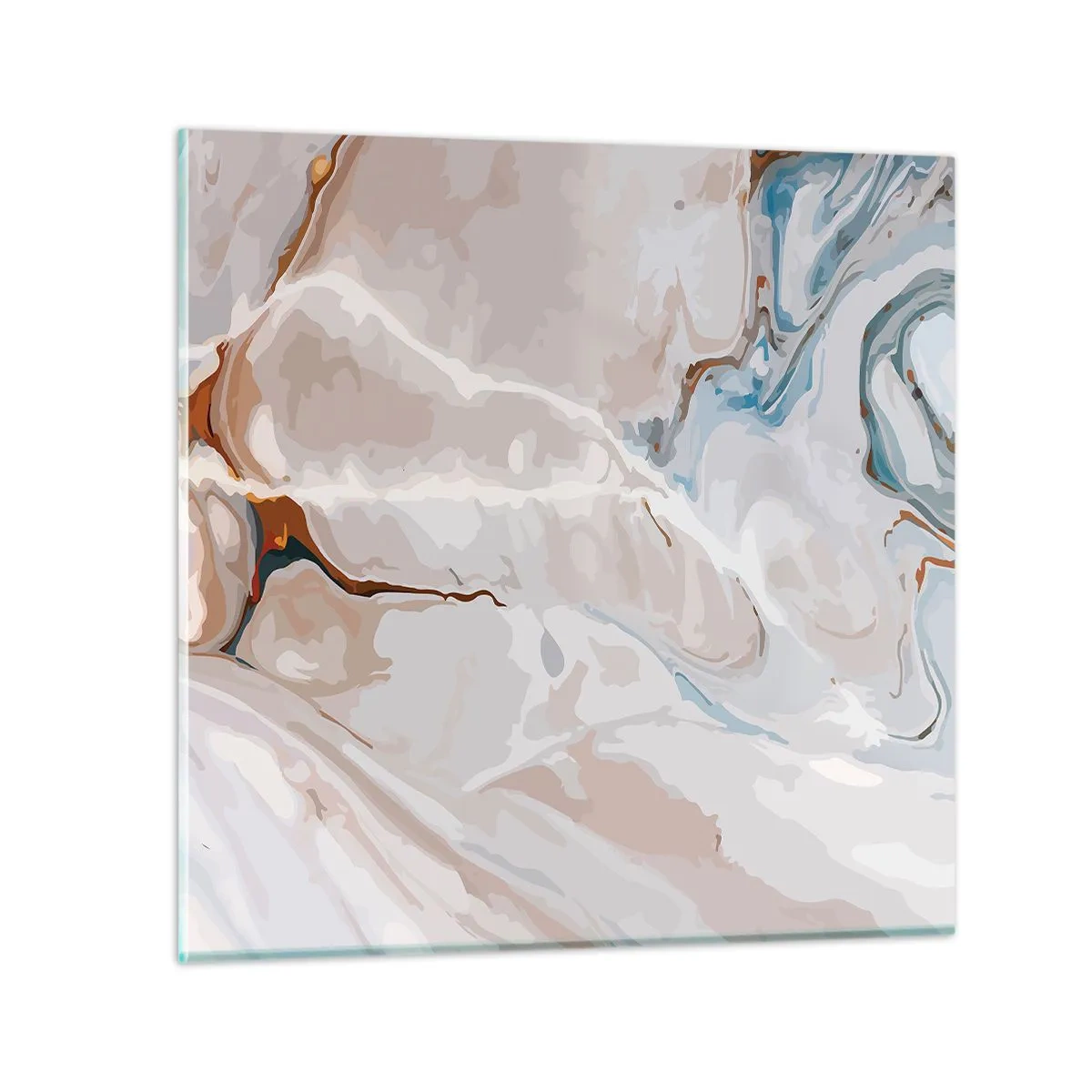 Glasbild - Bild auf glas - Blau schlängelt sich unter dem Weiß - 30x30 cm