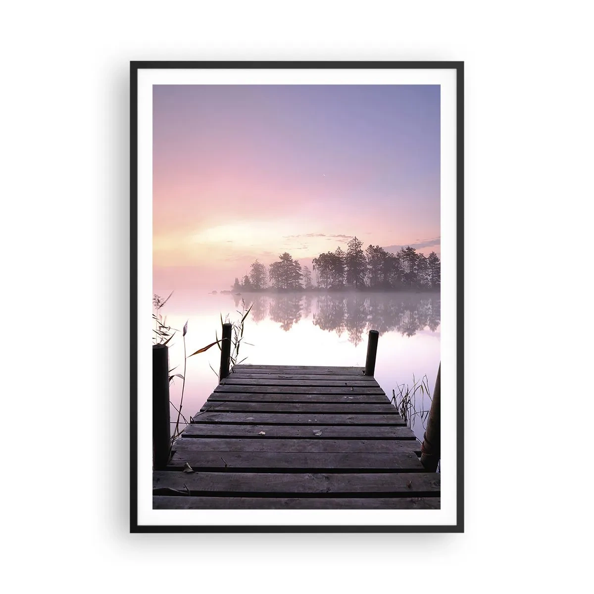 Poster in einem schwarzem Rahmen - Aus dem lila Nebel ... - 70x100 cm