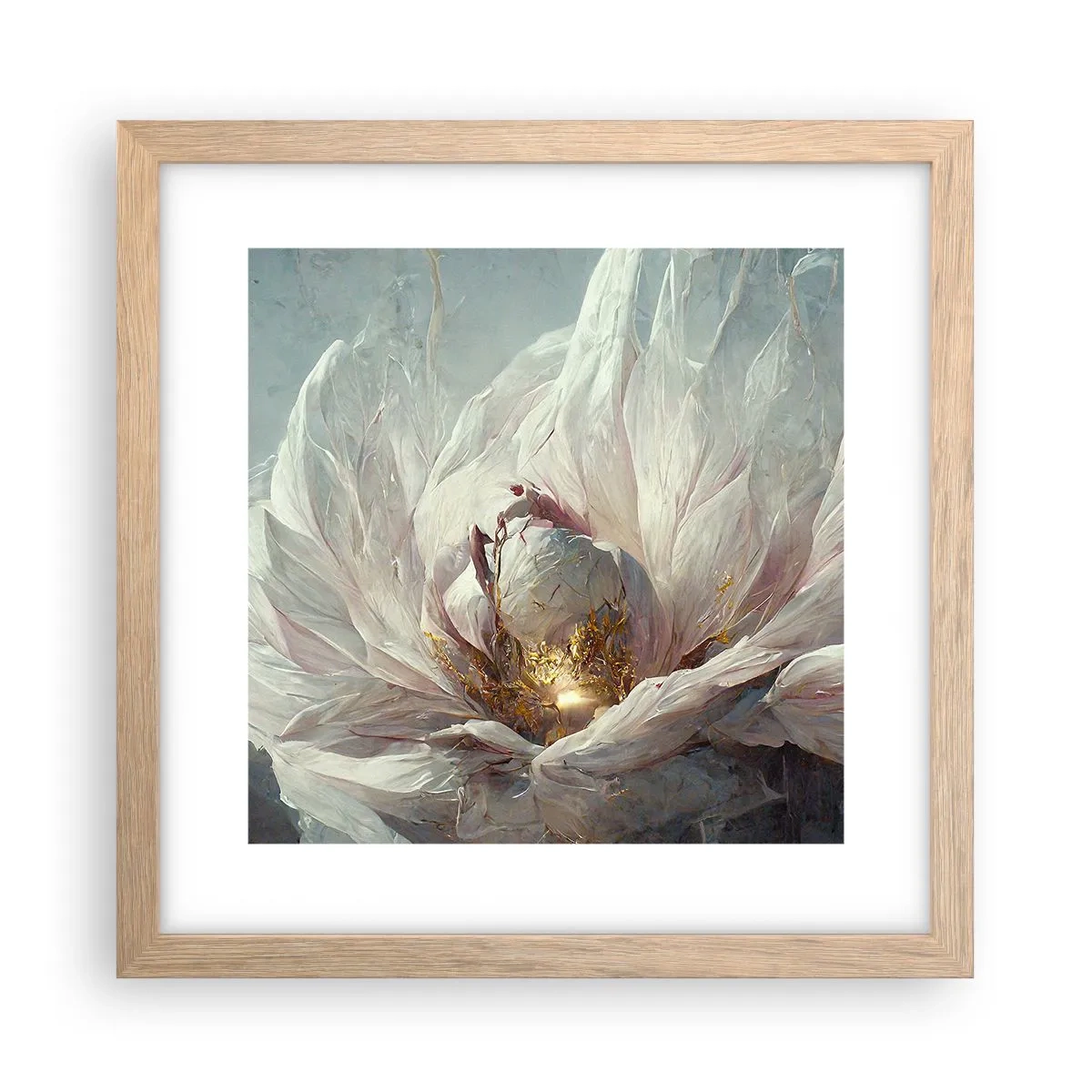 Poster in einem Rahmen aus heller Eiche - Sie blüht alle hundert Jahre einmal - 30x30 cm