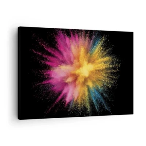 Bild auf Leinwand - Leinwandbild - Bunte Pulverexplosion auf schwarzem Hintergrund - 70x50cm - Die Geburt der Farben - Moderne Wanddekoration für Wohnzimmer und Schlafzimmer ARTTOR
