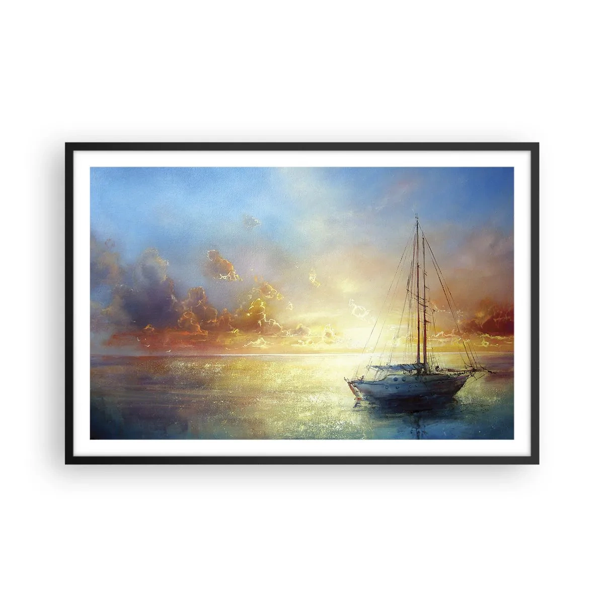 Poster in einem schwarzem Rahmen - In einer goldenen Bucht - 91x61 cm