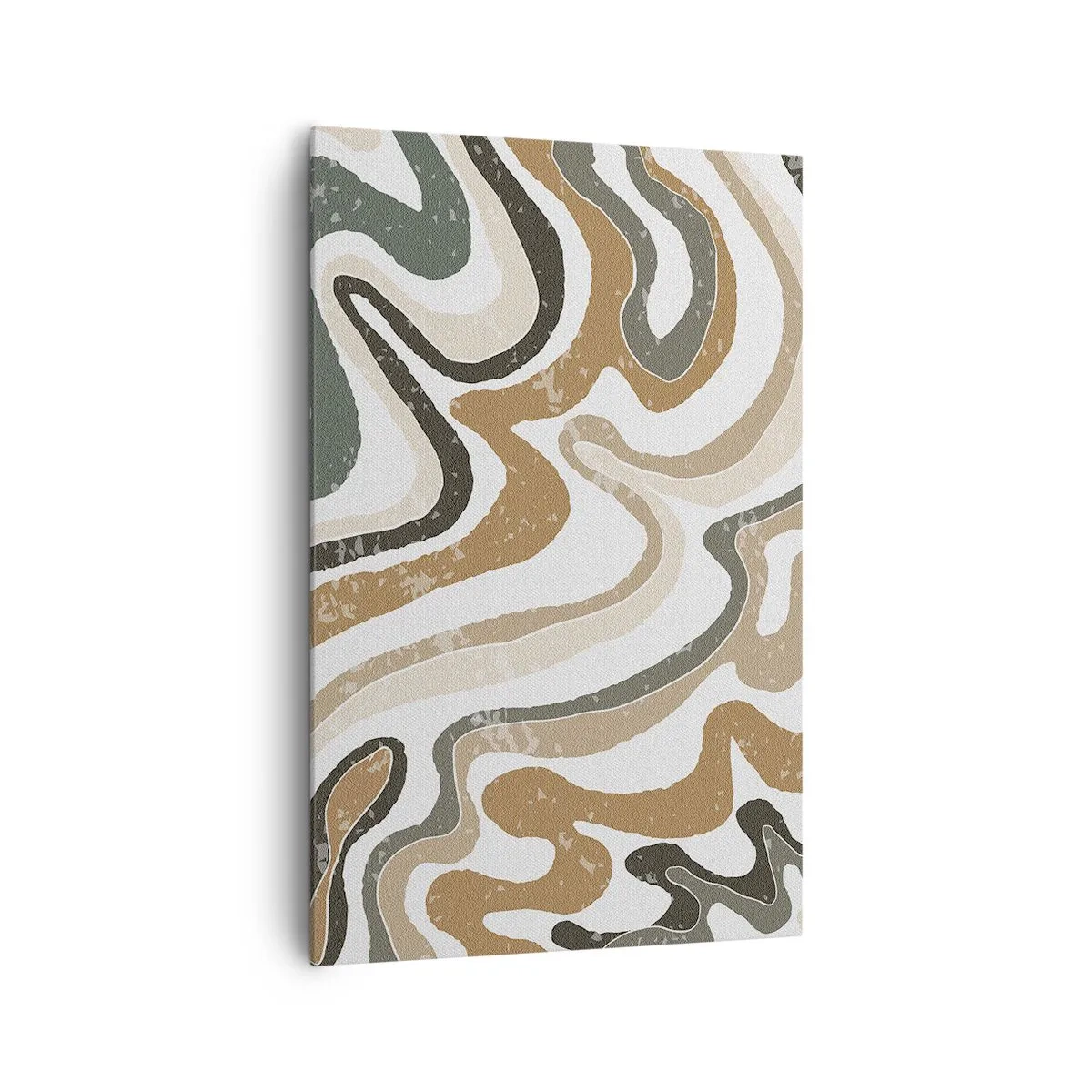 Bild auf Leinwand - Leinwandbild - Erdige Muster in Braun- und Grüntönen - 80x120cm - Mäander in Erdfarben - Moderne Wanddekoration für Wohnzimmer und Schlafzimmer ARTTOR