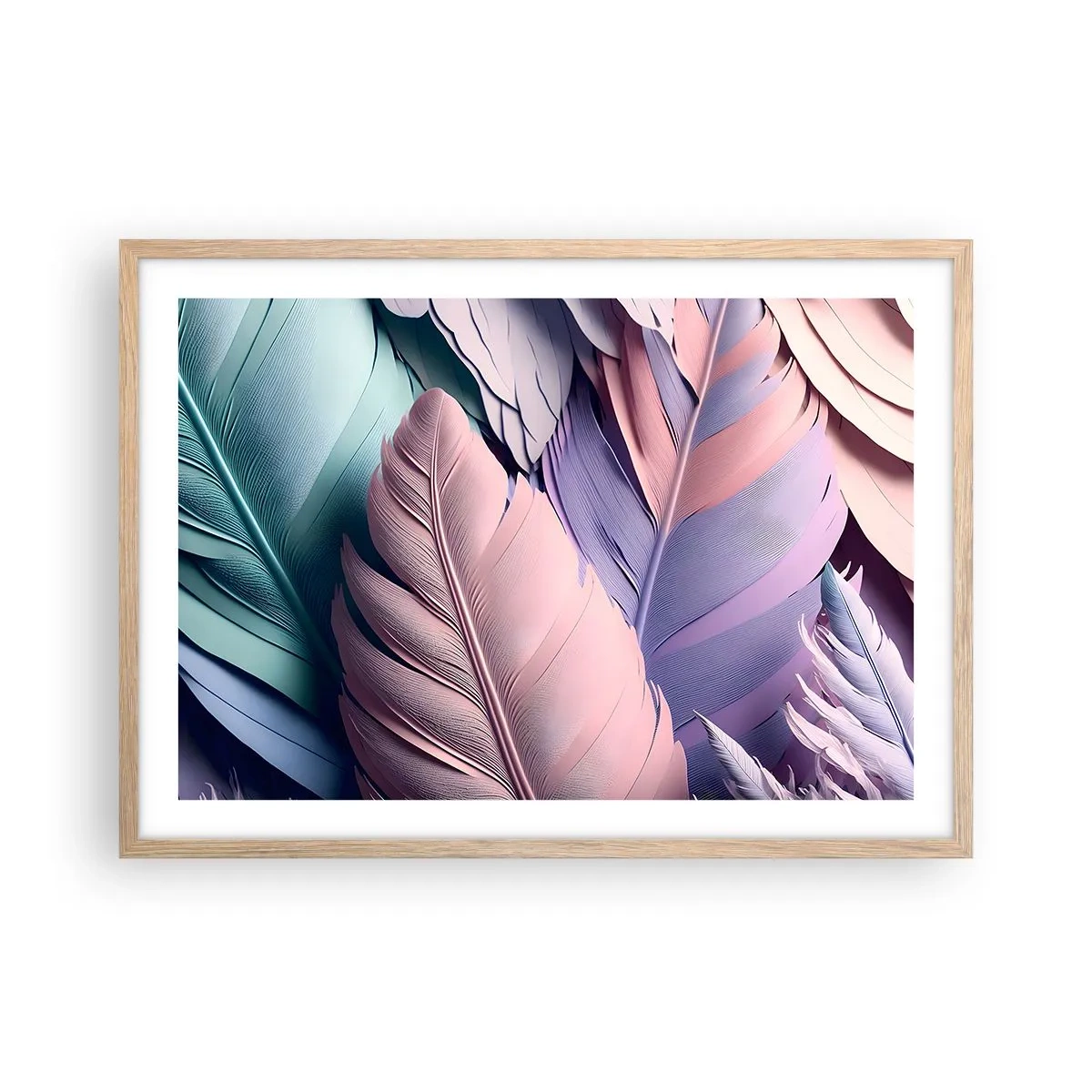 Poster in einem Rahmen aus heller Eiche - Vogel-Chic - 70x50 cm