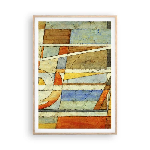 Poster in einem Rahmen aus heller Eiche - Kubismus auf der Baustelle - 70x100 cm