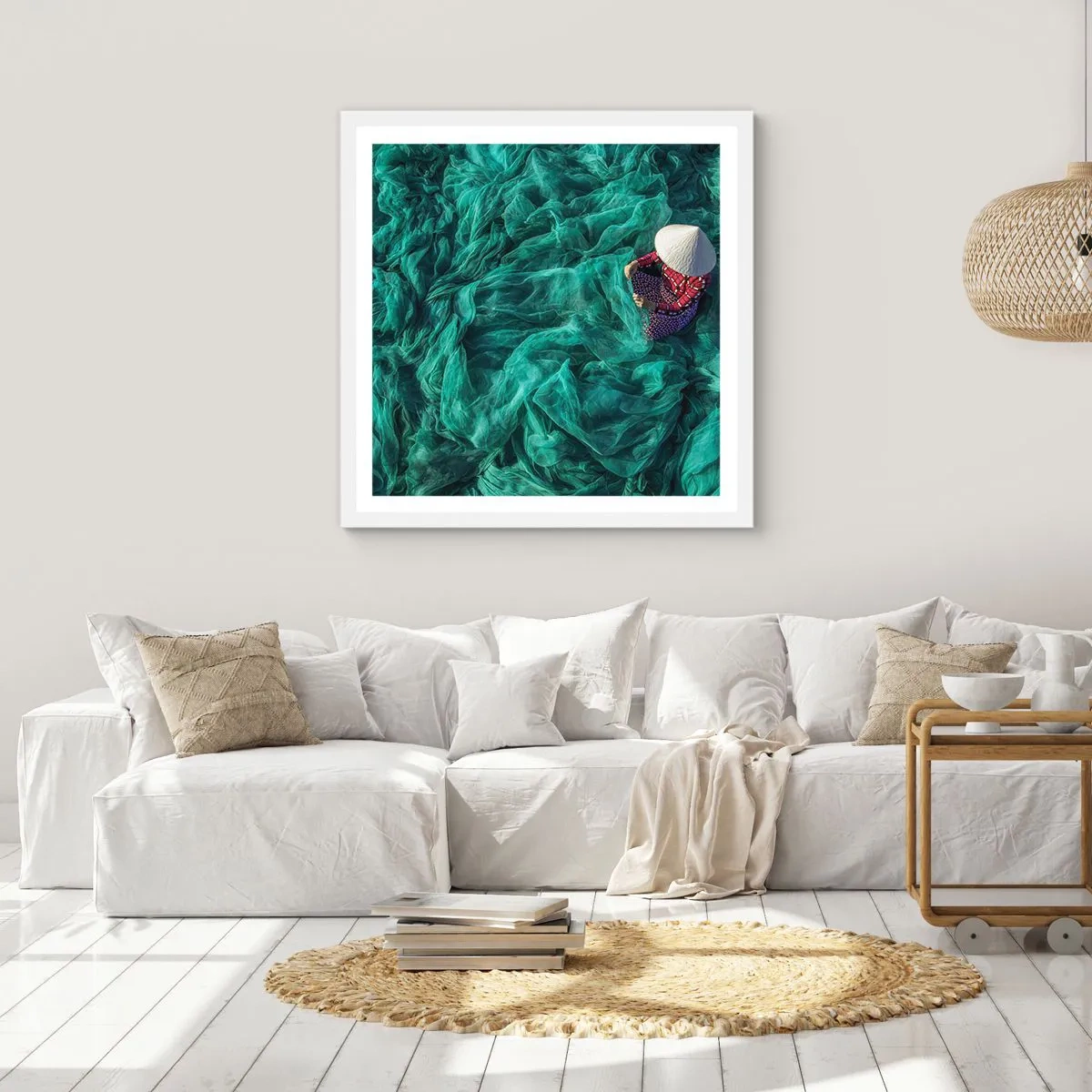 Poster in einem weißen Rahmen - In einem Meer aus Netzen - 50x50 cm