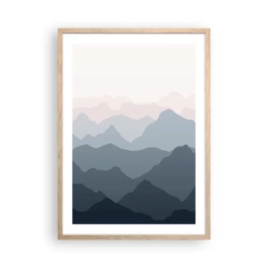Poster in einem Rahmen aus heller Eiche - Wellen der Berge - 50x70 cm