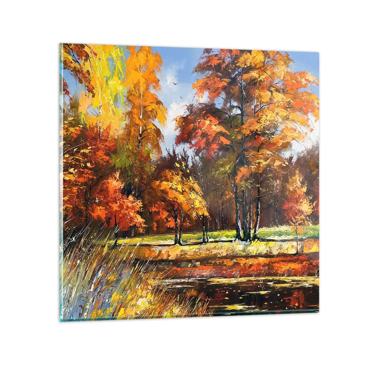 Glasbild - Bild auf glas - Landschaft in Gold und Bronze - 70x70 cm