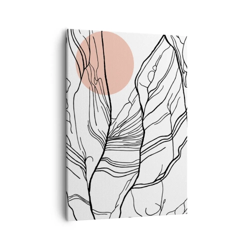 Bild auf Leinwand - Leinwandbild - Minimalistische Linien mit geometrischem Akzent - 50x70cm - In einem Netz aus Zweigen - Moderne Wanddekoration für Wohnzimmer und Schlafzimmer ARTTOR