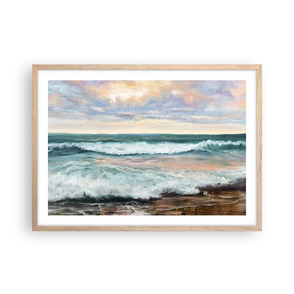 Poster in einem Rahmen aus heller Eiche - Hier werden Sie Ihre Seele baumeln lassen - 70x50 cm