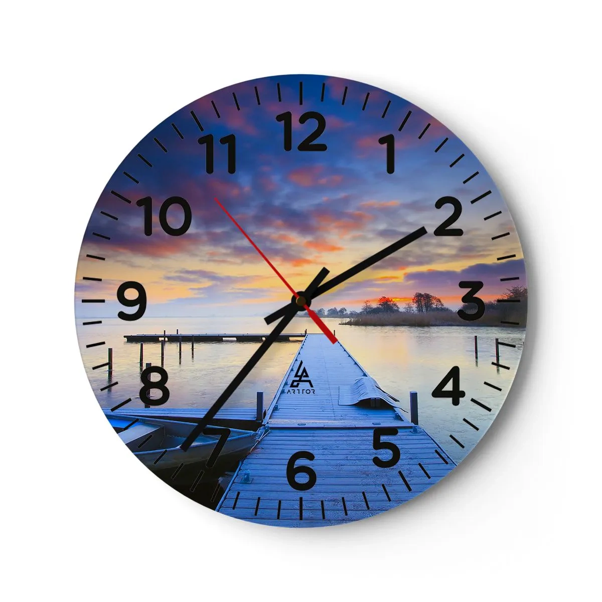 Wanduhr - Glasuhr - Violett-goldene Ruhe - 40x40 cm