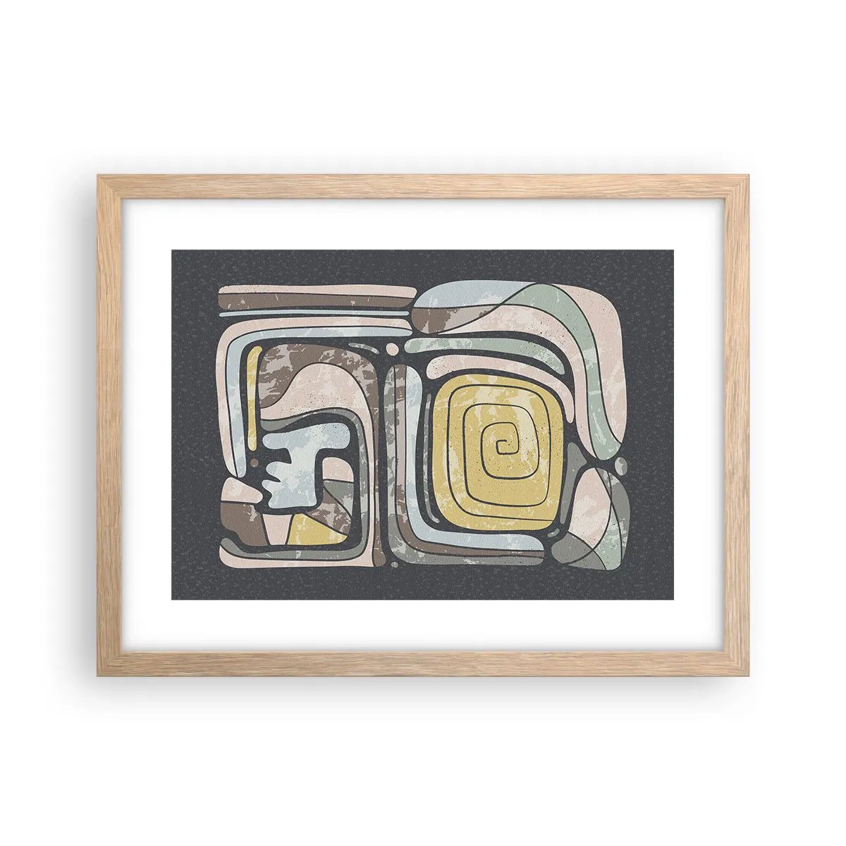Poster in einem Rahmen aus heller Eiche - Abstraktion im präkolumbianischen Geist - 40x30 cm