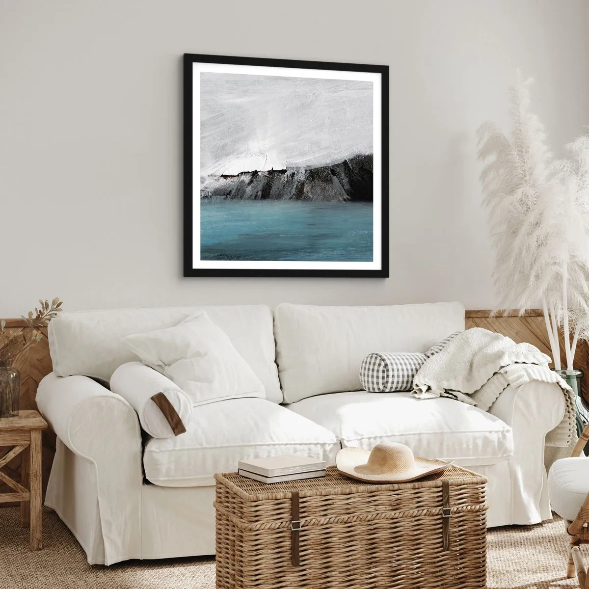 Poster in einem schwarzem Rahmen - Wasser – Erde: Kampf der Naturelemente - 40x40 cm