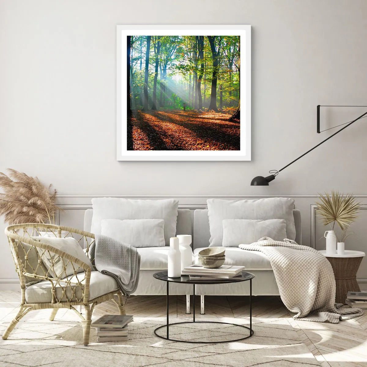 Poster in einem weißen Rahmen - Licht und Schatten - 60x60 cm