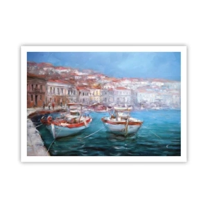 Poster - Boote in einer malerischen italienischen Bucht - 100x70cm - Italienische Bucht - Moderne Wanddekoration für Wohnzimmer und Schlafzimmer ARTTOR