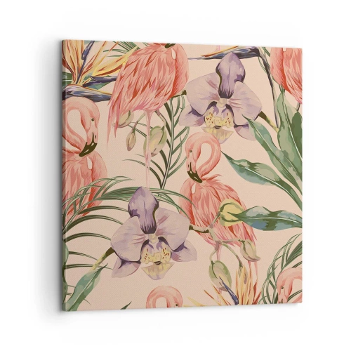 Bild auf Leinwand - Leinwandbild - Rosa Ballett in Blumen - 60x60 cm