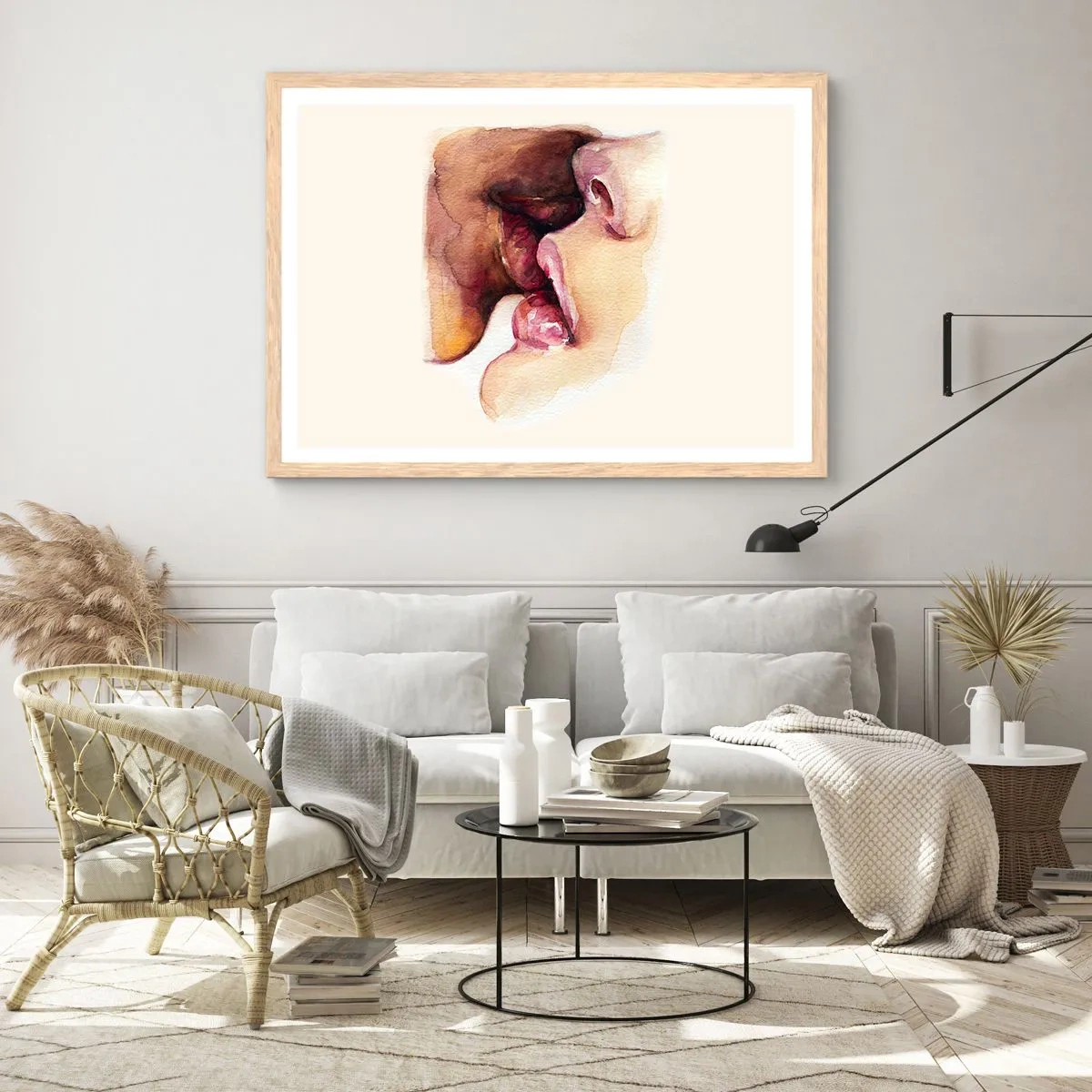 Poster in einem Rahmen aus heller Eiche - Wie Tag und Nacht, Erde und Himmel - 100x70 cm