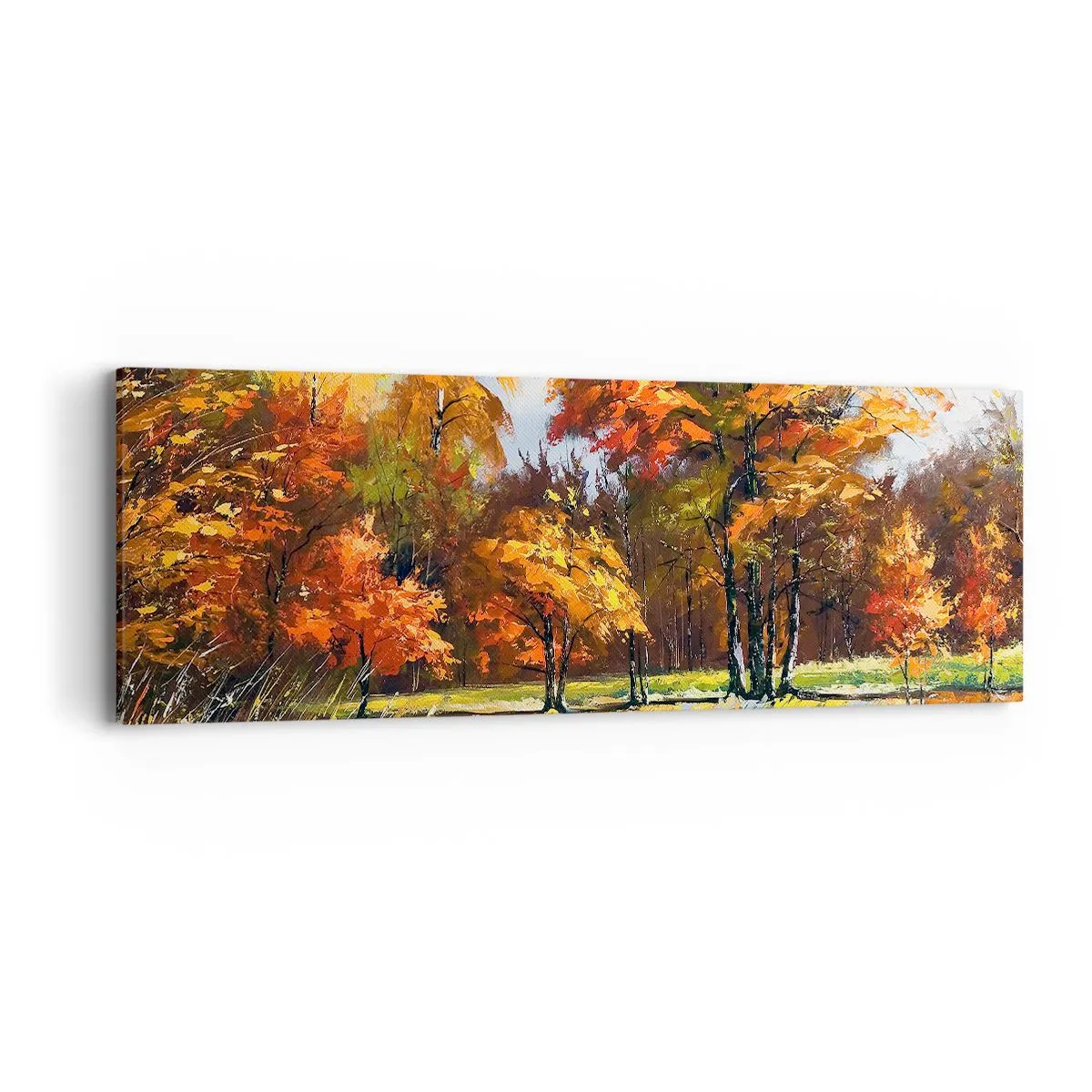 Bild auf Leinwand - Leinwandbild - Landschaft in Gold und Bronze - 90x30 cm