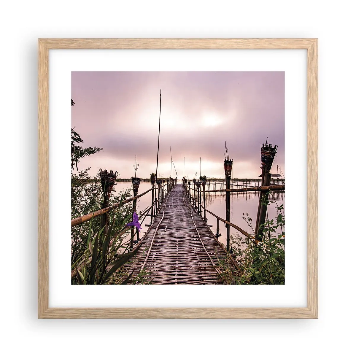 Poster in einem Rahmen aus heller Eiche - Frieden und Ruhe Asiens - 40x40 cm