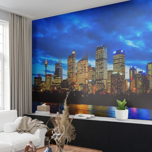 Selbstklebende Fototapete Deluxe Sticker - Eine Nacht der Lichter und Farben - Stadt, Sydney, Die Architektur - 250x175 cm