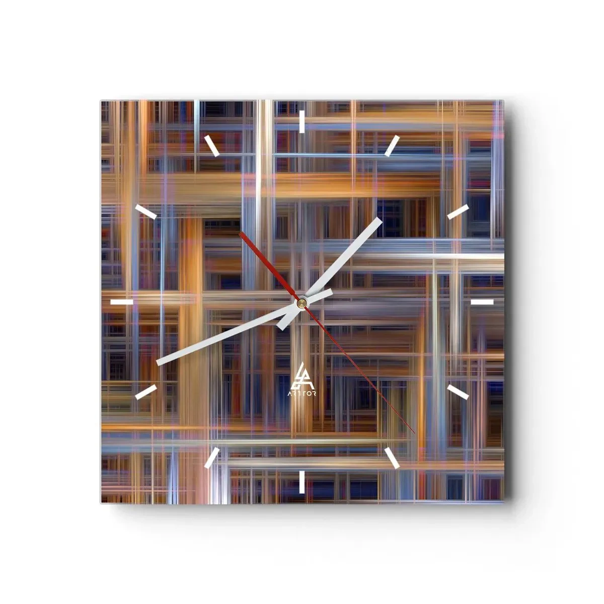 Wanduhr - Glasuhr - Abstrakte geometrische Muster in Pastellfarben - 30x30cm - Aus Licht gewebt - Moderne Wanddekoration für Wohnzimmer und Schlafzimmer ARTTOR