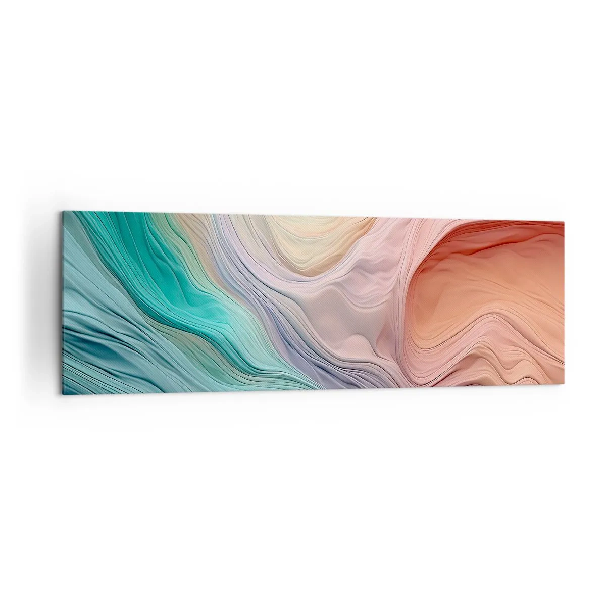 Bild auf Leinwand - Leinwandbild - Abstrakte Wellen in Pastell- und Regenbogenfarben - 160x50cm - Regenbogenwelle - Moderne Wanddekoration für Wohnzimmer und Schlafzimmer ARTTOR