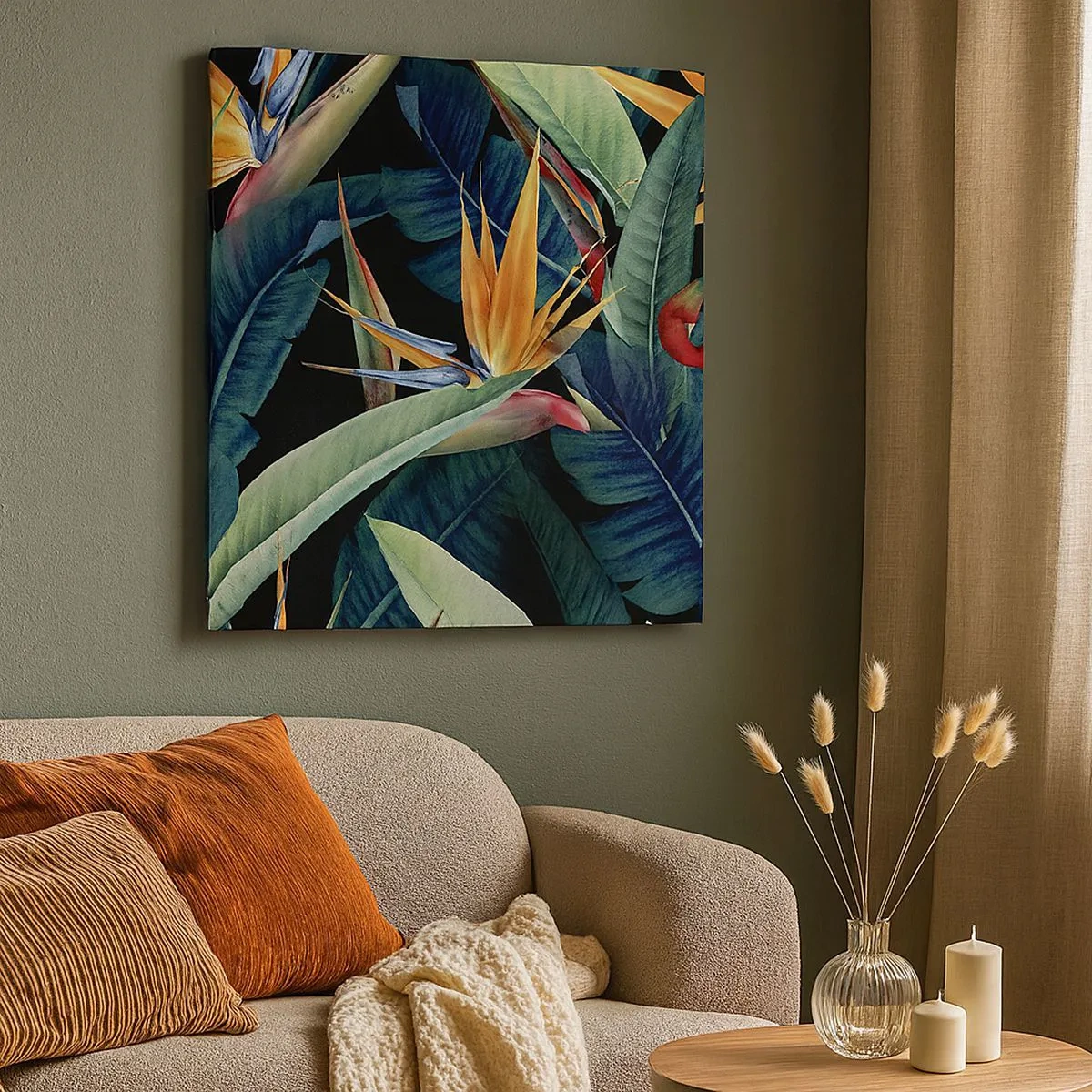 Bild auf Leinwand - Leinwandbild - Flammende Blumen der Tropen - 30x30 cm