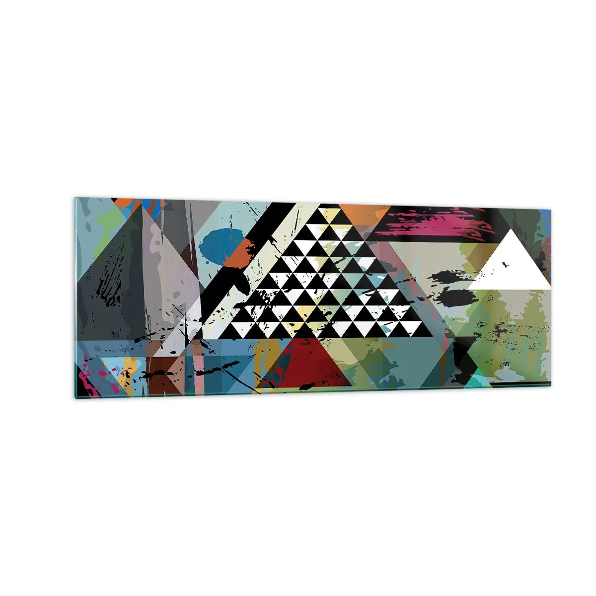 Glasbild - Bild auf glas - Eine abstrakte Komposition aus geometrischen Formen und Farben. - 140x50cm - Wie einfach ist es - Moderne Wanddekoration für Wohnzimmer und Schlafzimmer ARTTOR