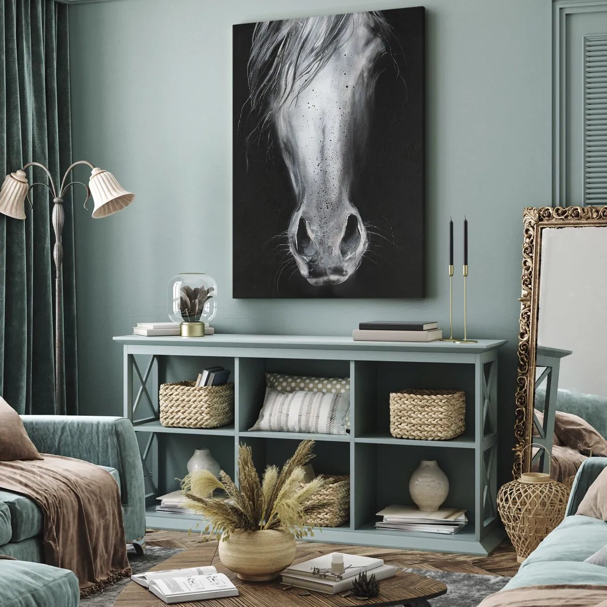 Bild auf Leinwand - Leinwandbild - Verführerischer Look - 55x100 cm